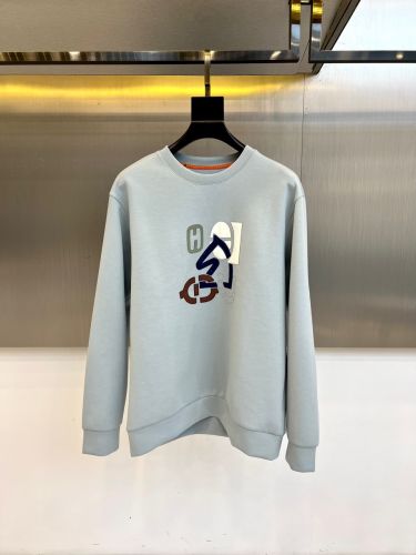 HERMES エルメス メタルリー オ カレ ラムレザーパッチスウェット 正規品 HERMES エルメス 衣類 トレーナー メンズS グレー コットン