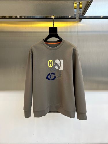 エルメス Tシャツ 偽物 大人気 カジュアル レザーパッチ スウェットシャツ クルーネック