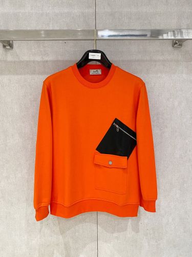 エルメス Tシャツ 偽物 スタイリッシュ スウェットシャツ プルオーバー オレンジ