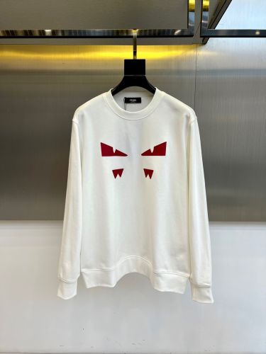 カジュアル コットン スウェットシャツ フェンディ Tシャツ 偽物 クルーネック ホワイト
