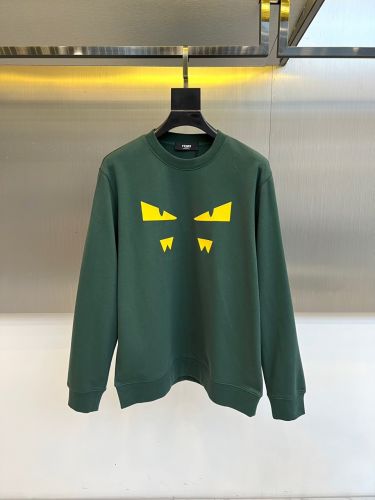 カジュアル コットン スウェットシャツ フェンディ Tシャツ 偽物 クルーネック グリーン