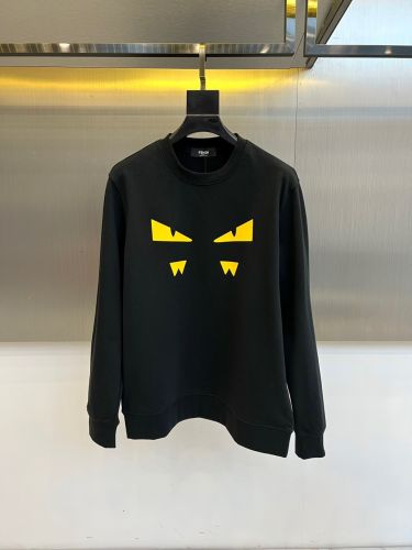 カジュアル コットン スウェットシャツ フェンディ Tシャツ 偽物 クルーネック ブラック
