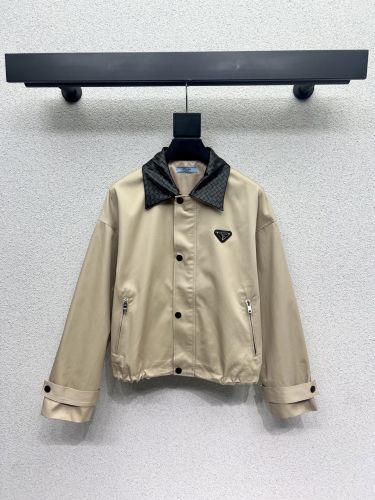 洗練された おしゃれ レザー襟 ブルゾン プラダ ジャケット アウター