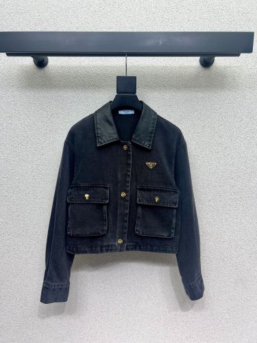 おしゃれ クロップド デニムブルゾン プラダ ジャケット 偽物 アウター