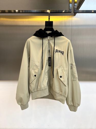 カジュアル スタイリッシュ フード付きブルゾン バレンシアガ ジャケット 偽物 カーキ