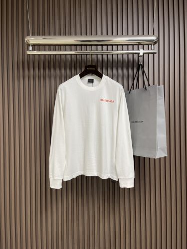 ベーシック ロゴプリント 長袖Tシャツ バレンシアガ Tシャツ 偽物 コットン ホワイト