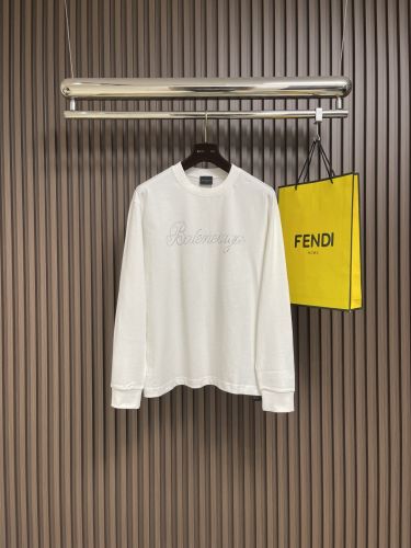 シンプル ラインストーンロゴ 長袖Tシャツ バレンシアガ Tシャツ 偽物 ホワイト