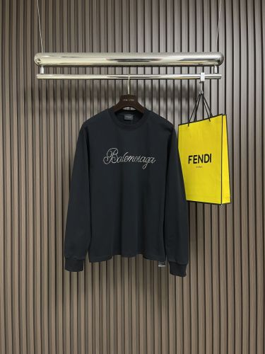 シンプル ラインストーンロゴ 長袖Tシャツ バレンシアガ Tシャツ 偽物 ブラック