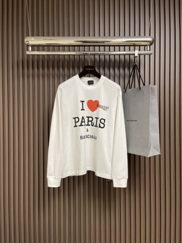 スタイリッシュ ロゴプリント 長袖Tシャツ バレンシアガ Tシャツ 偽物 コットン ホワイト