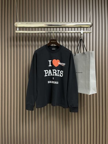 スタイリッシュ ロゴプリント 長袖Tシャツ バレンシアガ Tシャツ 偽物 コットン ブラック