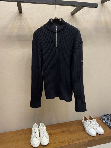 スタイリッシュ ハーフジップ リブニット バレンシアガ セーター 偽物 ブラック