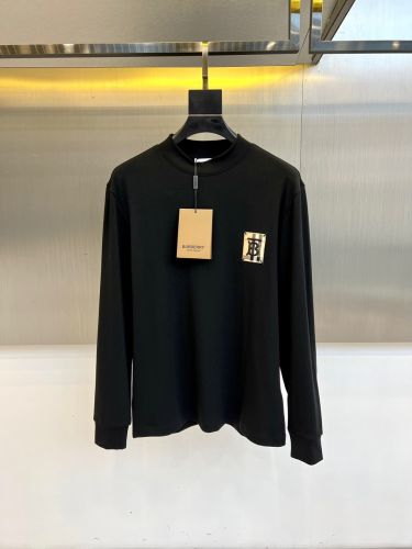 シンプル おしゃれ 長袖Tシャツ バーバリー Tシャツ 偽物 コットン ブラック