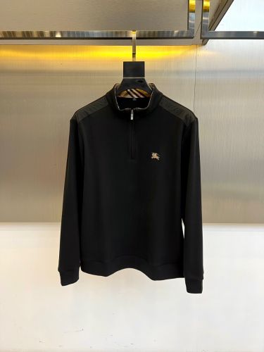 上品 カジュアル ハーフジップ 長袖Tシャツ バーバリー Tシャツ 偽物 ブラック