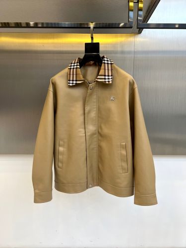 上品 シンプル PUレザー ブルゾン バーバリー ジャケット 偽物 カーキ