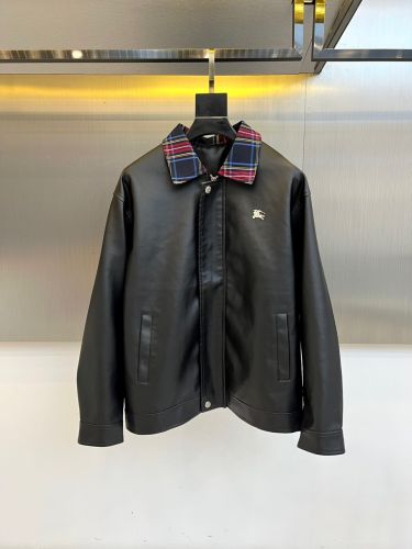 上品 シンプル PUレザー ブルゾン バーバリー ジャケット 偽物 ブラック