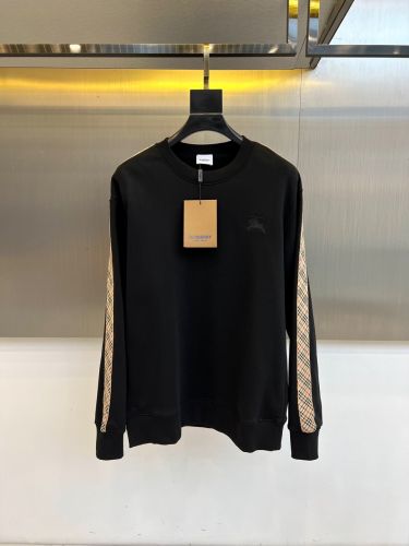 バーバリー Tシャツ 偽物 チェックトリム クルーネック スウェットシャツ ブラック