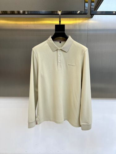 シンプル 合わせやすい ロゴ入り長袖 ポロシャツ バーバリー Tシャツ 偽物 ベージュ