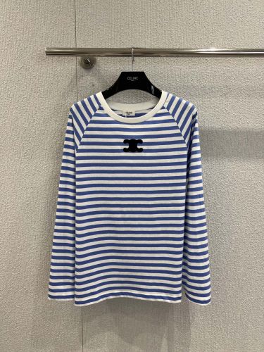 カジュアル ボーダー 長袖Tシャツ セリーヌ Tシャツ 偽物 コットン