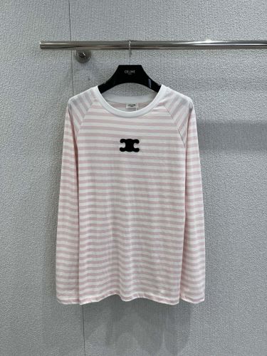 セリーヌ Tシャツ 偽物 コットン カジュアル ボーダー 長袖Tシャツ 