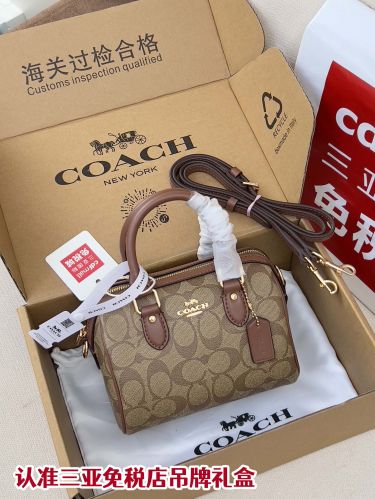 コーチ バッグ スーパーコピー 定番 人気 シグネチャー柄 ミニボストンバッグ