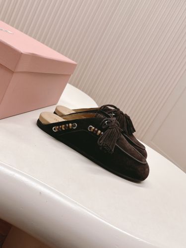 ミュウミュウ モカシン コピー スエード ミュールローファー クラシック レディースシューズ
