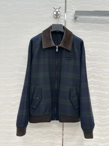 チェックツイルブルゾンジャケット ミュウミュウ ジャケット コピー ブルゾン