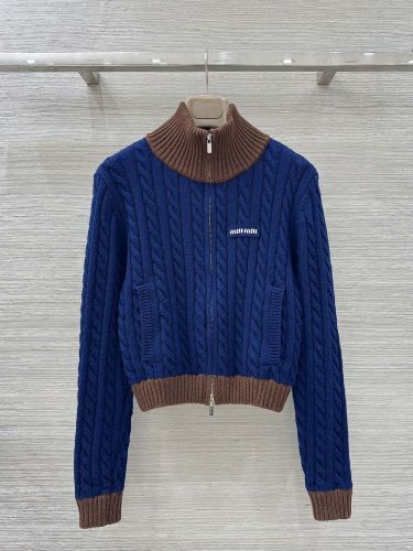 ウール ダブルジップ カーディガン ミュウミュウ ニット コピー ケーブル編み