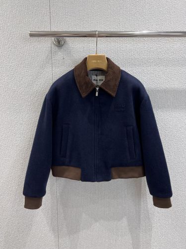 上品 カジュアル コーデュロイ襟 ウール ショートジャケット ミュウミュウ ジャケット コピー