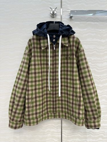 スタイリッシュ ギンガムチェック ブルゾン ミュウミュウ ジャケット コピー 