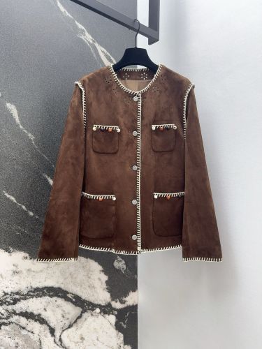 カジュアル 洗練された スエードジャケット クロエ ジャケット 偽物 ブラウン