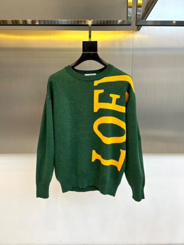 おしゃれ クルーネック プルオーバー ロエベ セーター 偽物 グリーン