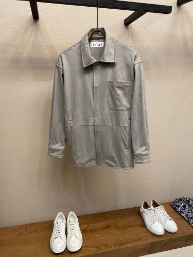 洗練された カジュアル 上品 オーバーシャツ ロエベ シャツ コピー スエード 
