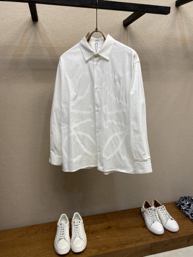 シンプル 高級感 コットン 長袖シャツ ロエベ シャツ コピー アナグラム