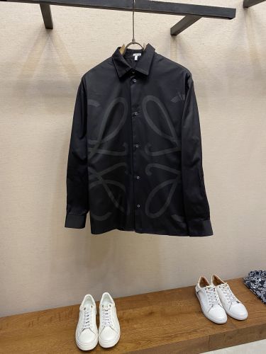 ロエベ シャツ コピー アナグラム シンプル 高級感 コットン 長袖シャツ 