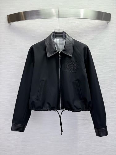 洗練された カジュアル クロップドジャケット ロエベ ジャケット コピー ブラック