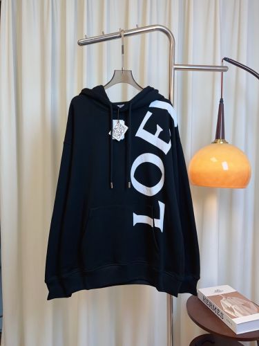 ロエベ パーカー 偽物 オーバーサイズ コットン フーディー ユニセックス ブラック