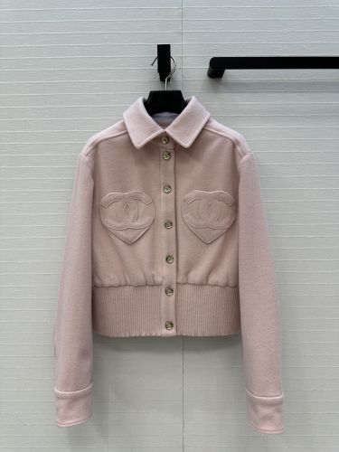 可愛い ハート ウール ショート丈 ブルゾン シャネル ジャケット コピー ピンク