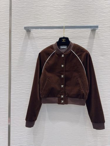 カジュアル コーデュロイ ショート丈ジャケット シャネル ジャケット コピー ブラウン