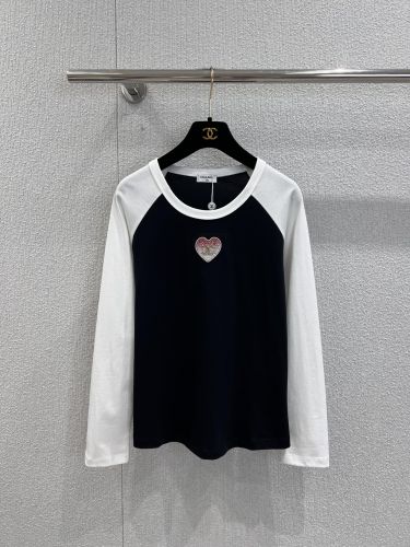 配色ラグランスリーブ コットン 長袖Tシャツ シャネル Tシャツ 偽物 トップス ブラック