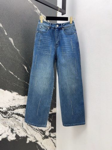 おしゃれ ラインストーン付き デニムパンツ シャネル ジーンズ コピー ストレート
