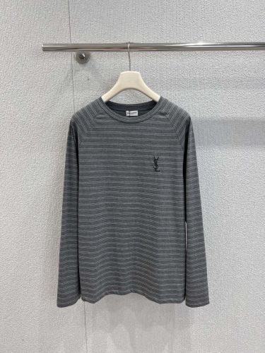 カジュアル 洗練された ロゴ刺繍 イヴ・サンローラン Tシャツ 偽物 コットン 長袖Tシャツ