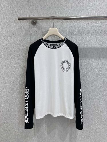 クロムハーツ Tシャツ 偽物 コットン ロゴプリント ラグランスリーブ 長袖Tシャツ 
