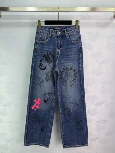 スタイリッシュ ロゴ デニムパンツ クロムハーツ ジーンズ 偽物 合わせやすい