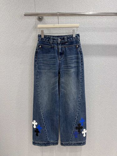 カジュアル おしゃれ クロスパッチ デニムパンツ クロムハーツ ジーンズ 偽物