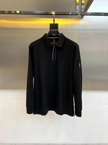 洗練された カジュアル モンクレール Tシャツ 偽物 コットンピケ ポロシャツ ブラック