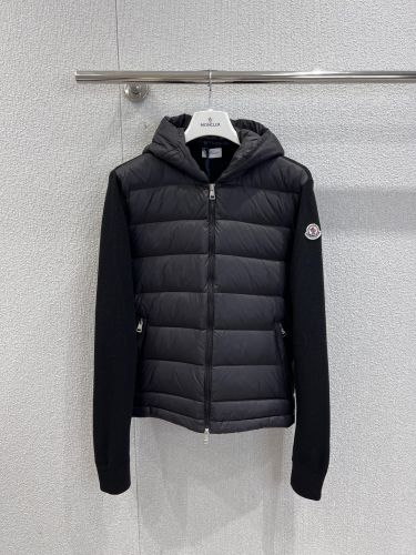 洗練された 上品 ニット切り替え ブルゾン モンクレール ダウンジャケット 偽物 ブラック