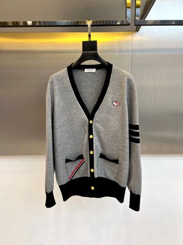 カジュアル 洗練された Vネック カーディガン トムブラウン ニット 偽物 グレー