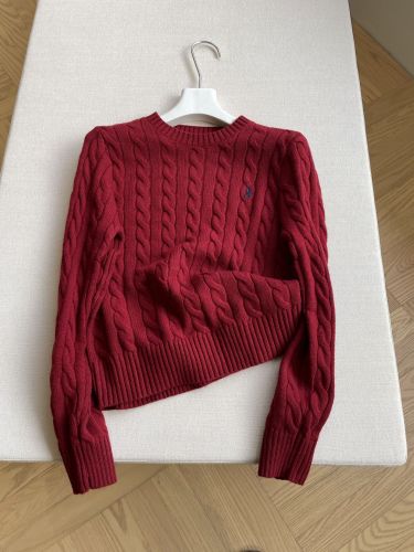 定番 ロゴ刺繍 ケーブル編み クルーネック ラルフローレン セーター 偽物 レッド