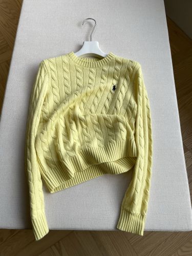 ケーブル編み クルーネック 定番 人気 ラルフローレン セーター 偽物 ロゴ刺繍 イエロー