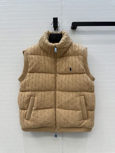 洗練された ロゴ刺繍 ケーブル編み ダウンベスト ラルフローレン